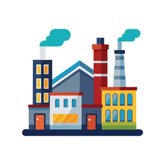 Factory Clipart Vector Illustration – Industrial Building Icon, Manufacturing Plant, Production Facility Graphic