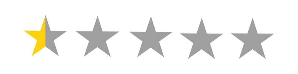 0.5-star review icon, 0.5-star ratings icon, vector