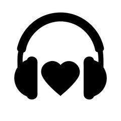 Headphones with Heart Silhouette Clipart – Music Love Icon for Stickers, Sublimation, T-Shirts & Digital Art Projects