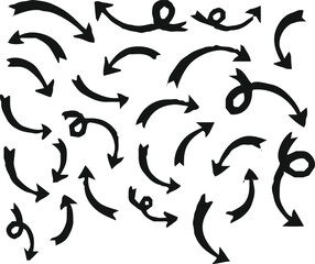 Hand-drawn arrow icon set. A collection of curved