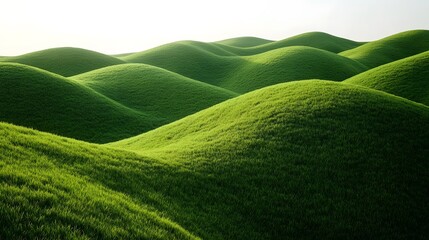 Expansive Green Hillside with Luscious Thick Grass Forming a Natural Carpet Radiating Tranquility and Peace in a Verdant Landscape