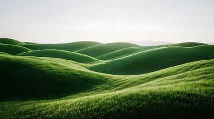 Expansive Green Hillside with Luscious Thick Grass Forming a Natural Carpet Radiating Tranquility and Peace in a Verdant Landscape