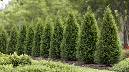 Detailed depiction of a traditional Leyland cypress hedge boasting year-round dark green leaves and vibrant natural growth ideal for garden privacy