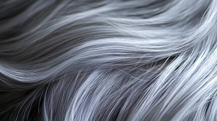 Artistic Observation of Transforming Youthful Hair into Graceful Gray with Detailed Intricate Strands and Natural Light Accents