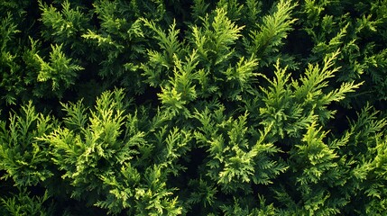 Intricate representation of a meticulously arranged Leyland cypress hedge with lush evergreen foliage, designed to provide natural privacy and decorative appeal