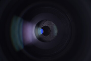 Camera lens in macro, texture apertures, technology themes, robotics eye