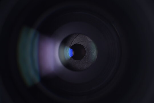 Camera lens in macro, texture apertures, technology themes, robotics eye