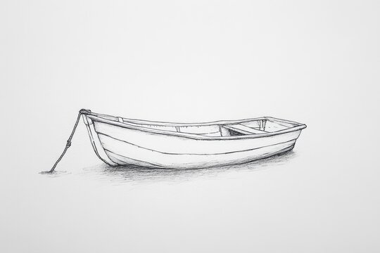 Simple pencil sketch of a small wooden boat
