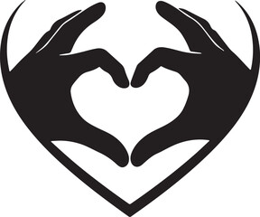 heart symbol in hands silhouette 