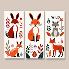 Fototapeta premium Fox Art Prints-Woodland Animal Wall Decor-Modern Scandinavian Style-Cute Fox Illustrations-Kids Room Art-Nursery Wall Art-Wild Animal Theme-Stylish Home Decor