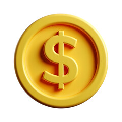 Obraz premium Golden Currency Coin with Dollar Sign Isolated on Transparent