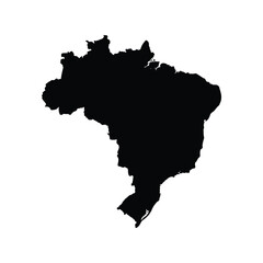 Brazil Map Silhouette Vector Illustration &ndash; Filled Country Shape, South America, Travel, Geography Art

