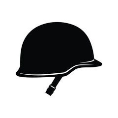 Military Helmet Silhouette Vector Illustration – Army Headgear, Soldier Equipment, War Protection Graphic Art

