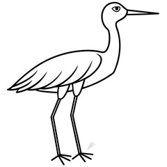 Minimalist Stilt Bird Line Art Illustration