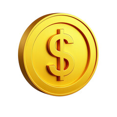 Fototapeta premium Isolated Golden Currency Coin Illustration USD Icon on Transparent Background