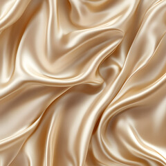 Obraz premium Satin Fabric Waves in Champagne Tone for Sophisticated Ads evoke a sense of grace, elegance, and luxury. The soft,flowing texture satin paired with the warm,muted glow champagne creates refined visual