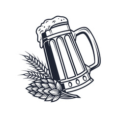 Beer Mug Silhouette Vector Illustration – Drink Glass, Pub Beverage, Oktoberfest, Bar Party, Cheers Art

