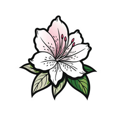 Azalea Flower Vector Clipart – Blooming Floral Design, Botanical Plant, Garden Blossom, Spring Nature Art


