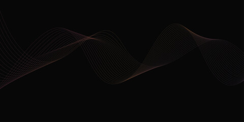 Abstract background with waves for banner. Web banner size. Vector background with lines. Element for design isolated on black. Vector illustration.	
