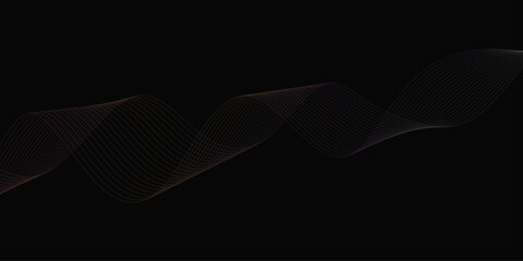 Abstract background with waves for banner. Web banner size. Vector background with lines. Element for design isolated on black. Vector illustration.	