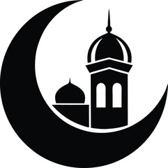 Mosque and Crescent Moon