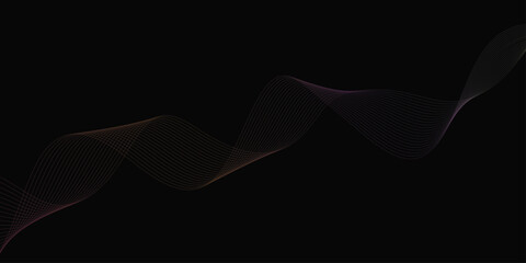 Abstract background with waves for banner. Web banner size. Vector background with lines. Element for design isolated on black. Vector illustration.	