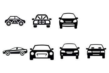 Various Black Silhouette Car Icons for Automotive Website or App