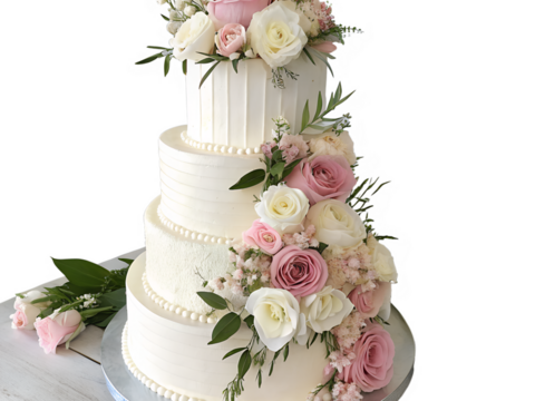 wedding cake with flowers