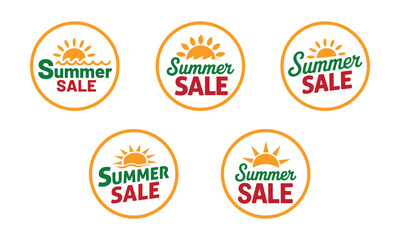 Summer Sale Circular icon set. Discount Promotion, sticker, badge, emblem, tag badge and labels design. Template banner shopping badges. vector illustration.	