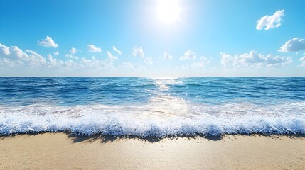 Fototapeta premium Sunny beach waves ocean summer background