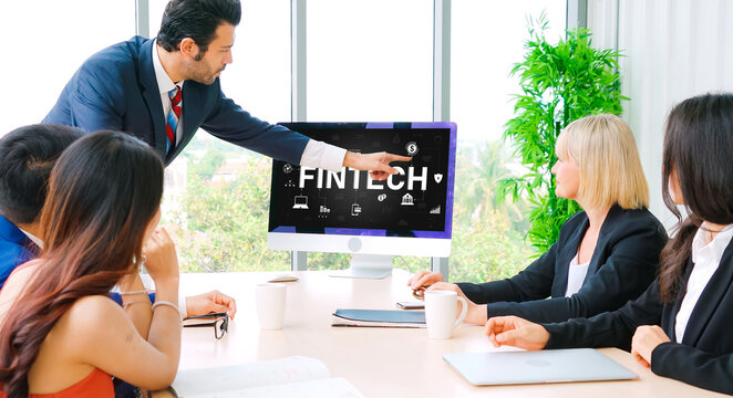 Fintech financial technology software for modish business to analyze marketing strategy