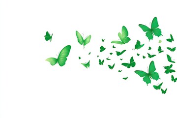 Abstract background of many small green butterflies