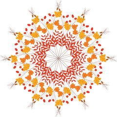 Detailed Autumn Mandala with Leaves and Berries