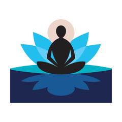Meditation Lotus On Water Reflection