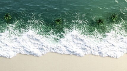 Coastal scene of waves lapping at a sandy shore.