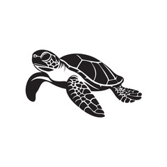 Fototapeta premium silhouette vector turtle logo design illustration, turtle logo icon silhouette, swimming turtle logo design, turtle animal silhouette vector, silhouette of turtle design on white background.