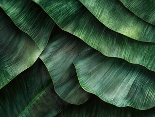 Obraz premium Close-up of overlapping tropical leaves