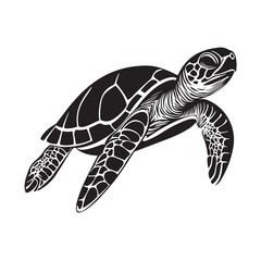 Fototapeta premium silhouette vector turtle logo design illustration, turtle logo icon silhouette, swimming turtle logo design, turtle animal silhouette vector, silhouette of turtle design on white background.
