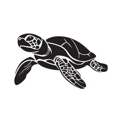 Fototapeta premium silhouette vector turtle logo design illustration, turtle logo icon silhouette, swimming turtle logo design, turtle animal silhouette vector, silhouette of turtle design on white background.