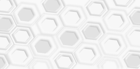 Fototapeta premium pattern of multiple overlapping hexagonal shapes and soft shadows white background.