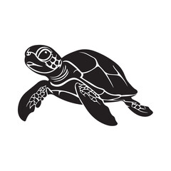 Fototapeta premium silhouette vector turtle logo design illustration, turtle logo icon silhouette, swimming turtle logo design, turtle animal silhouette vector, silhouette of turtle design on white background.