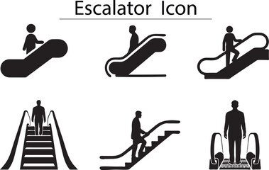 ESCALATOR SYMBOL ICON SET VECTOR ILLUSTRATION