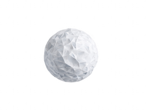 a white sphere with a low-poly texture on a light background, png, transparent