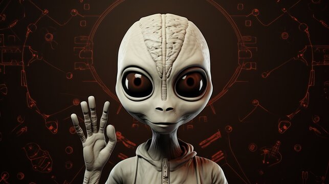 Alien. UFO. Humanoid. Alien. Sci Fi Concept With Copy Space.