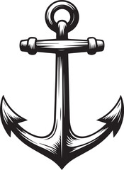 Vintage Nautical Anchor Illustration, Black and White Maritime Anchor Drawing