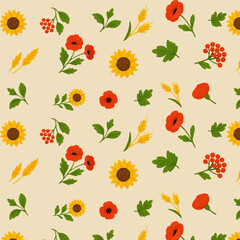 Ukrainian Folk Nature Elements Set Flat Style Clipart on Transparent Background