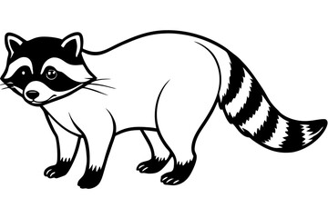 Raccoon vector illustration and white background