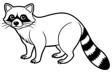 Raccoon vector illustration and white background