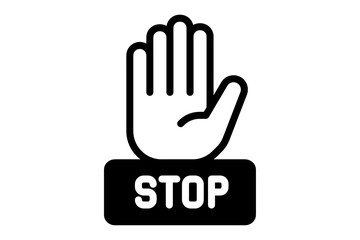 Black and White Stop Hand Symbol