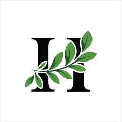 Creative H Letter Design with Leave